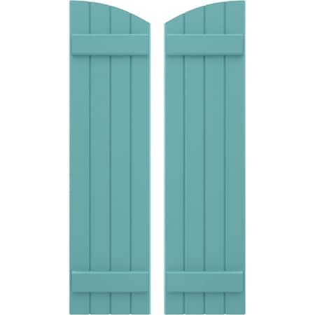 Americraft 4-Board (2 Batten) Wood Joined Board-n-Batten Shutters W/ Ellipt Top, ARW101BE414X62PTH